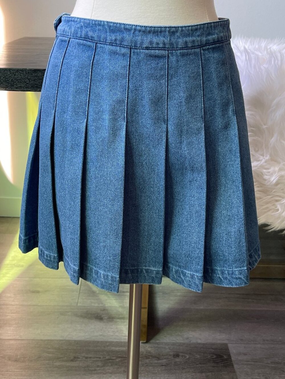 Size S/M Forever 21 Pleated Mini Denim Skirt